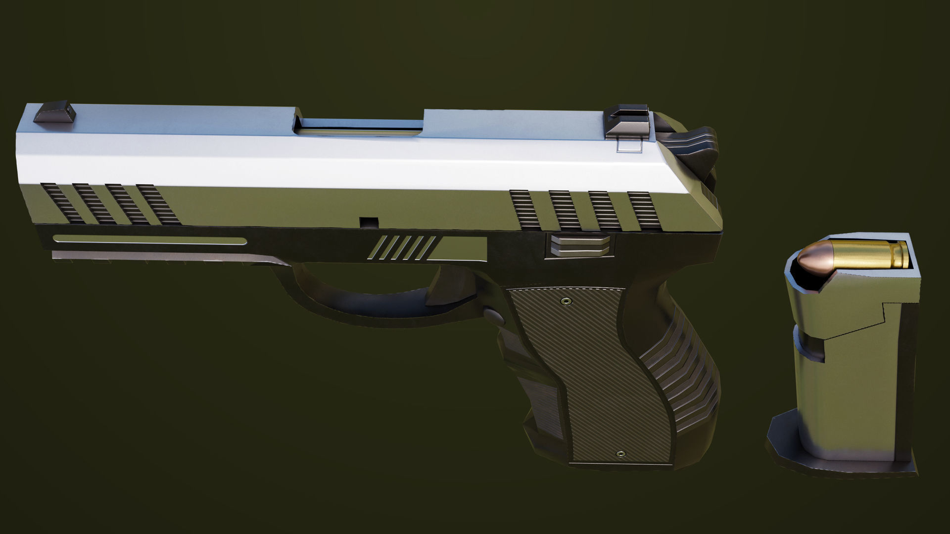 Pistol 04 Generic All PBR Unity UE Textures Included Low-poly 3D model_14