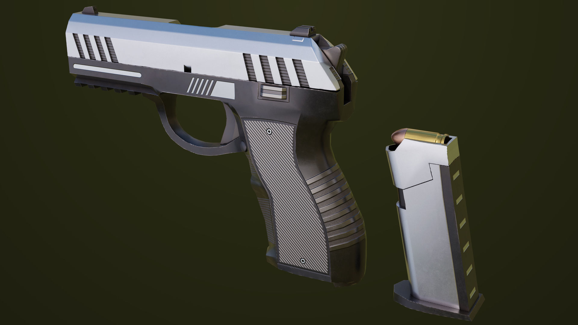 Pistol 04 Generic All PBR Unity UE Textures Included Low-poly 3D model_12