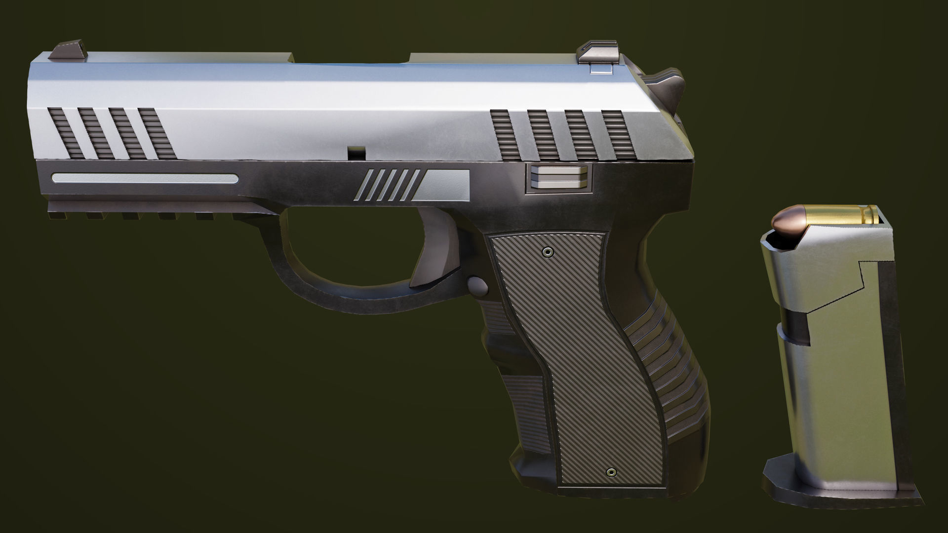 Pistol 04 Generic All PBR Unity UE Textures Included Low-poly 3D model_10