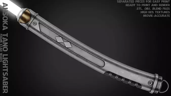 Ahsoka Tano White Lightsaber for Cosplay 3D print model