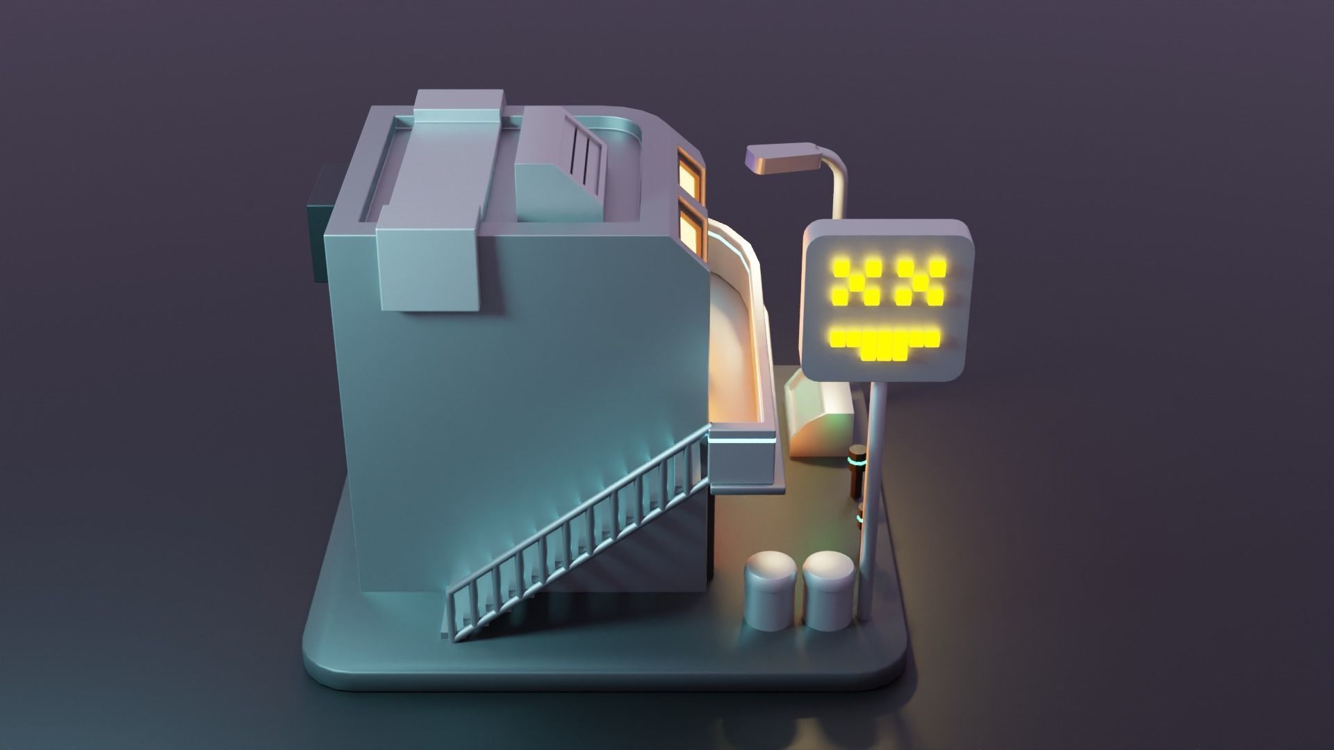 Cyberpunk Building Low-poly 3D model_4