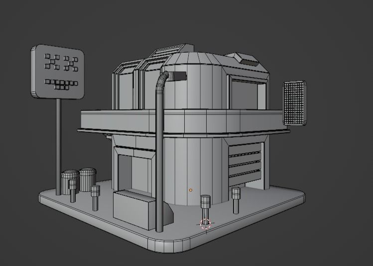 Cyberpunk Building Low-poly 3D model_8