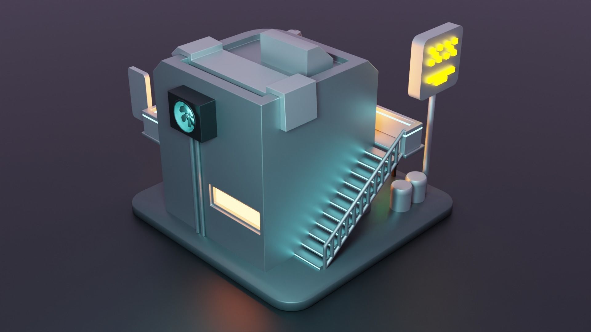 Cyberpunk Building Low-poly 3D model_6