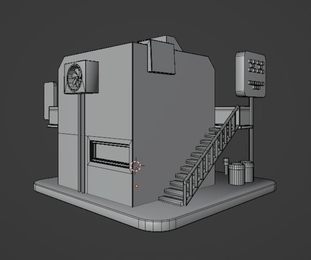 Cyberpunk Building Low-poly 3D model_9