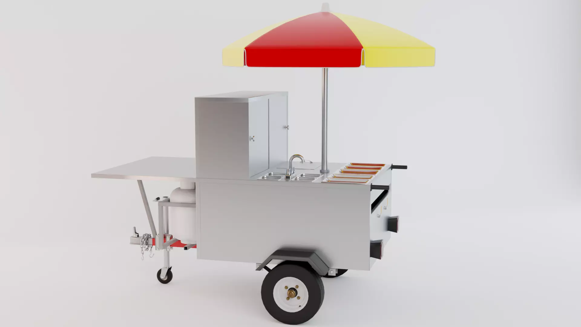 HotDog Cart Low-poly 3D model_0
