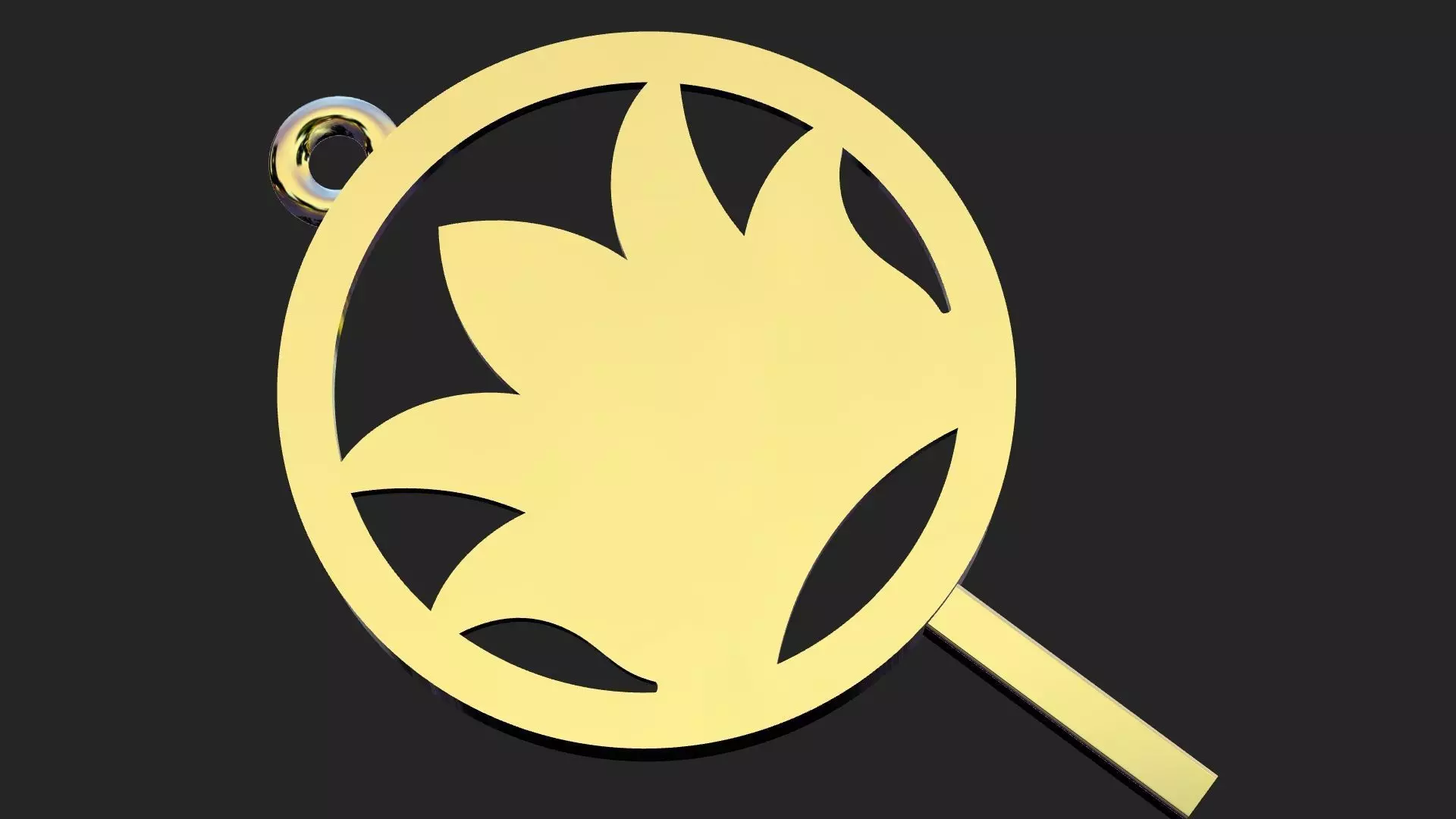 Fiery golden rose pendant 3D print model
