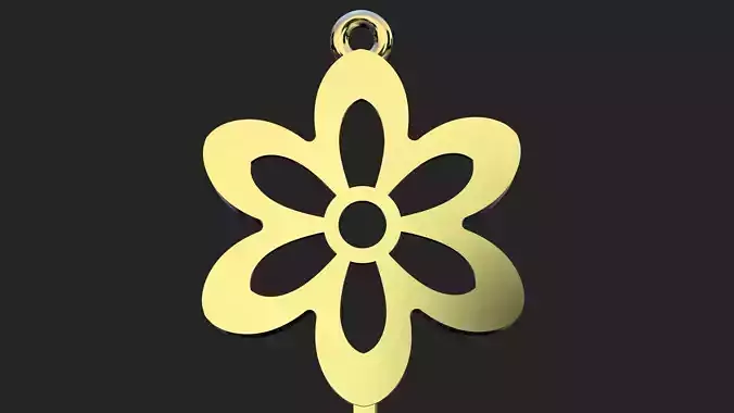 Golden flower pendant with 6 feathers
