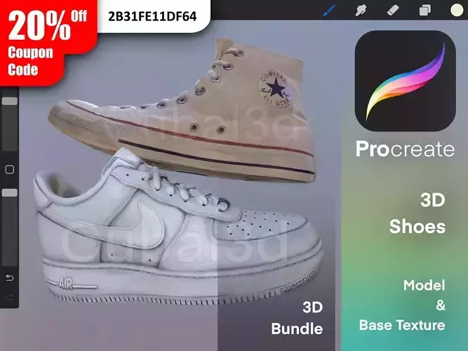 Bundle Nike AF1 Converse 3D Procreate