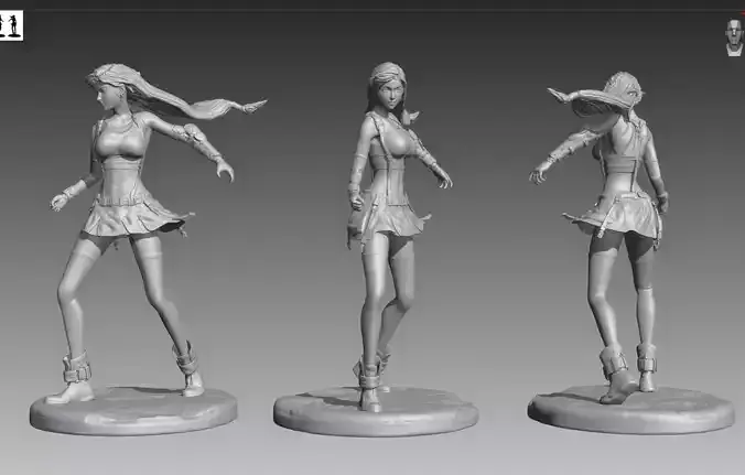 Final Fantasy 7 Tifa Lockhart OBJ and STL 3D print model