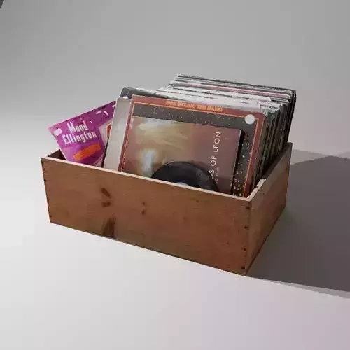 Scan of Vinyl records in box crate