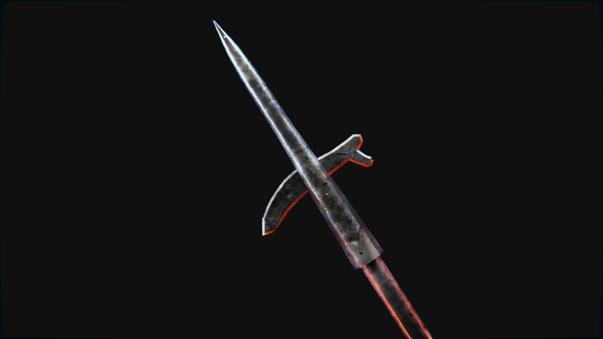Medieval Polearms metal wood Low-poly 3D model_13