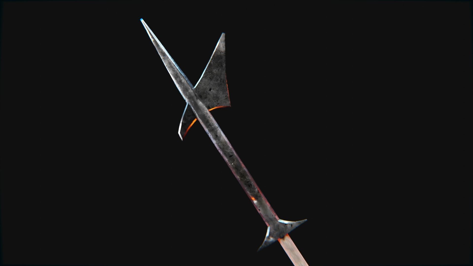 Medieval Polearms metal wood Low-poly 3D model_9