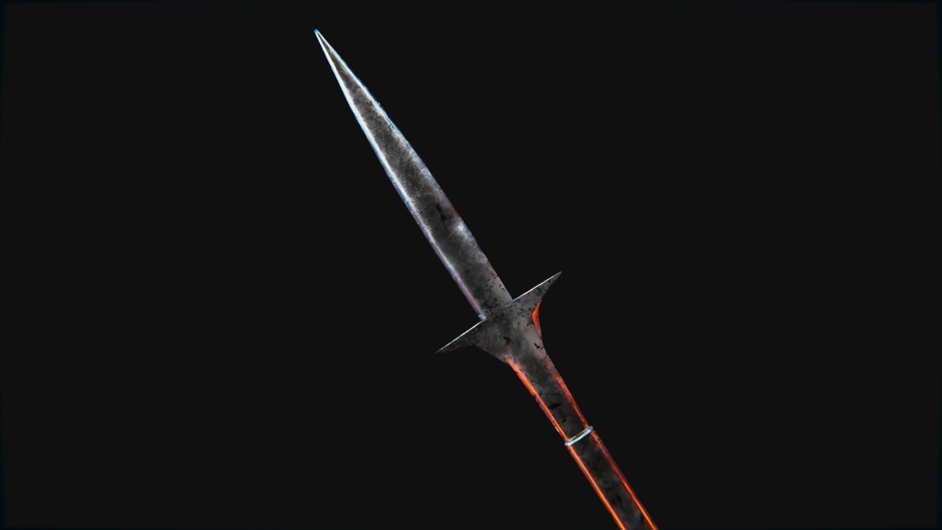 Medieval Polearms metal wood Low-poly 3D model_14