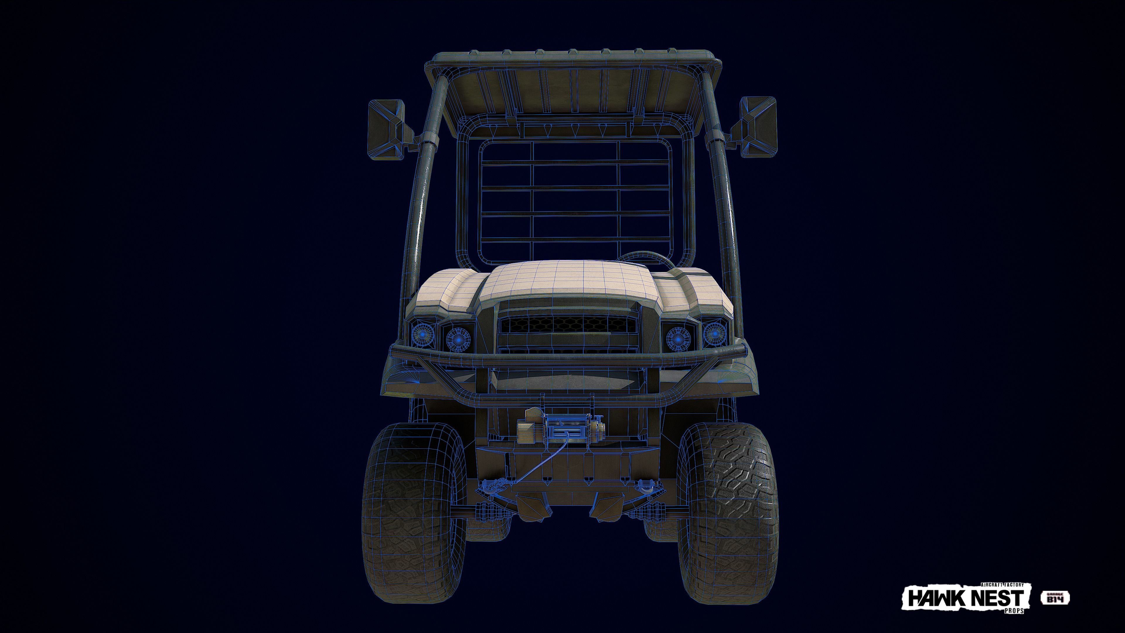 Open cab utility vehicle quadricycle Low-poly 3D model_7