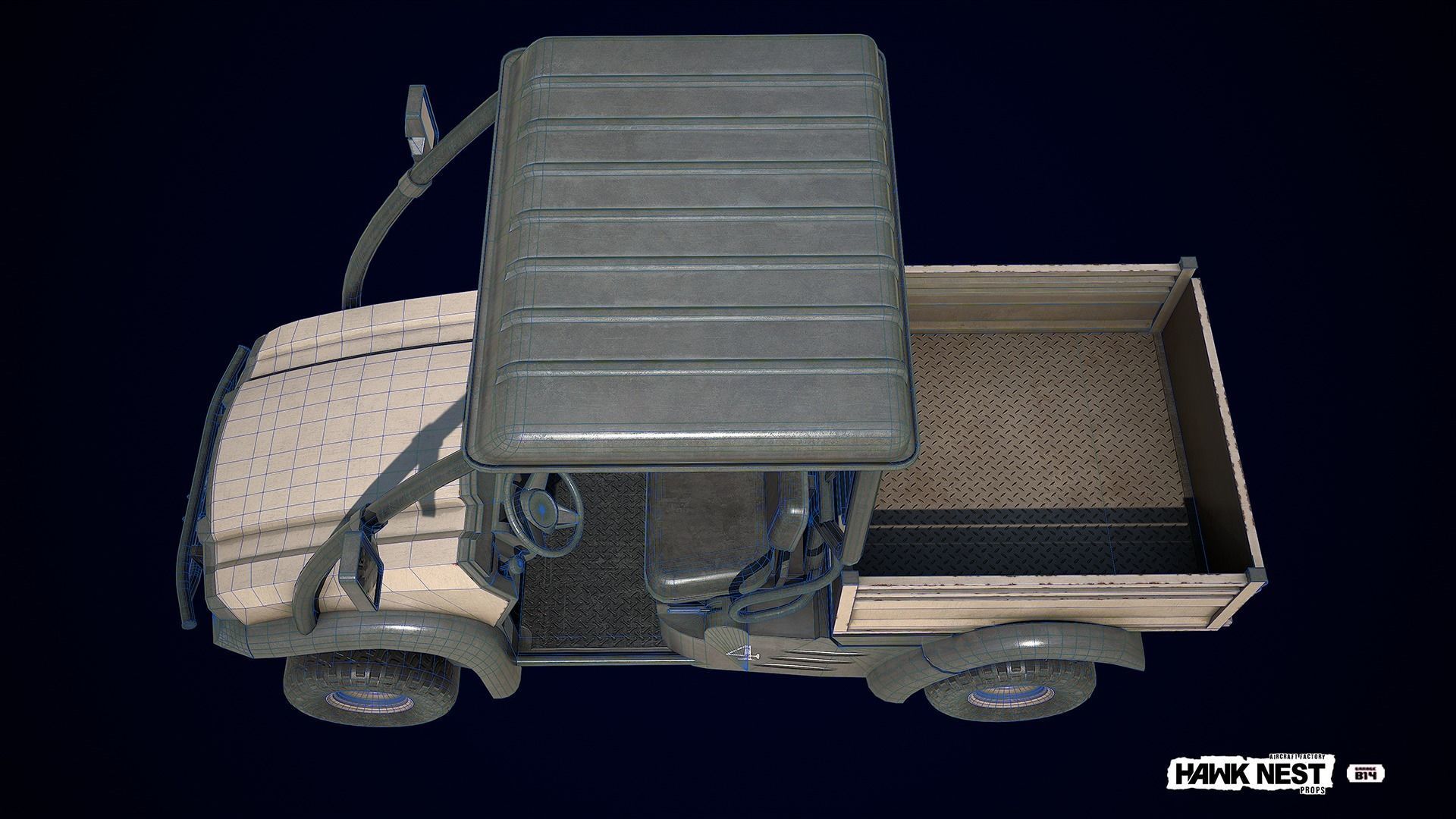 Open cab utility vehicle quadricycle Low-poly 3D model_5