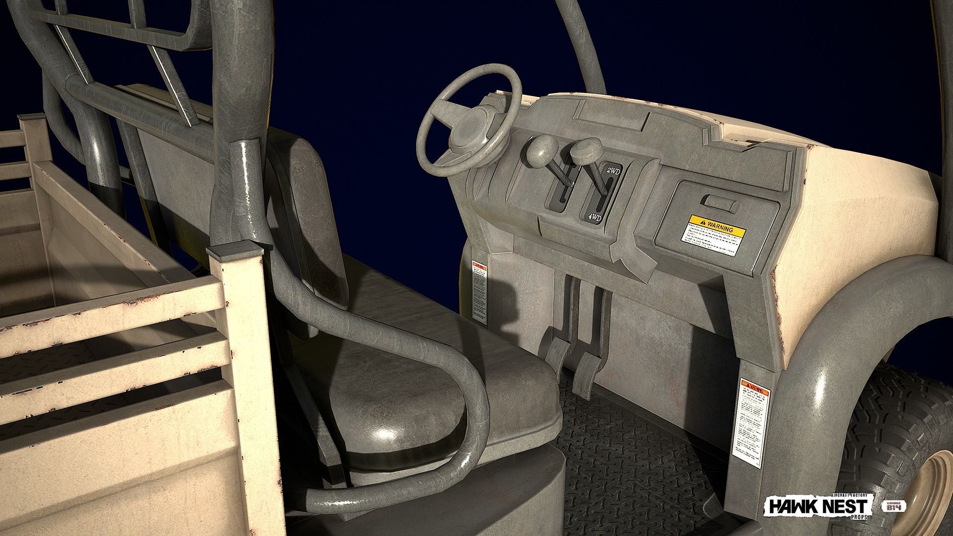 Open cab utility vehicle quadricycle Low-poly 3D model_3