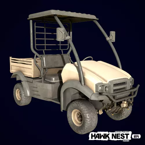 Open cab utility vehicle quadricycle Low-poly 3D model_0