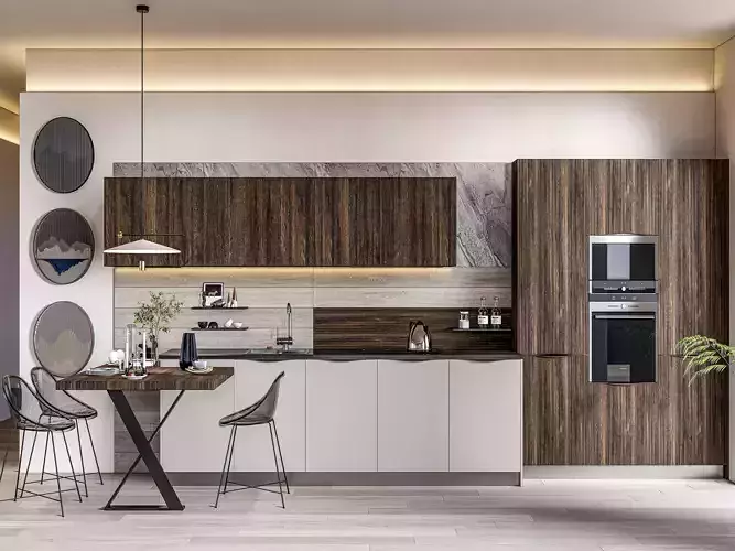 Kitchen fully parametric  Resizable manufacturable  0016 3D model