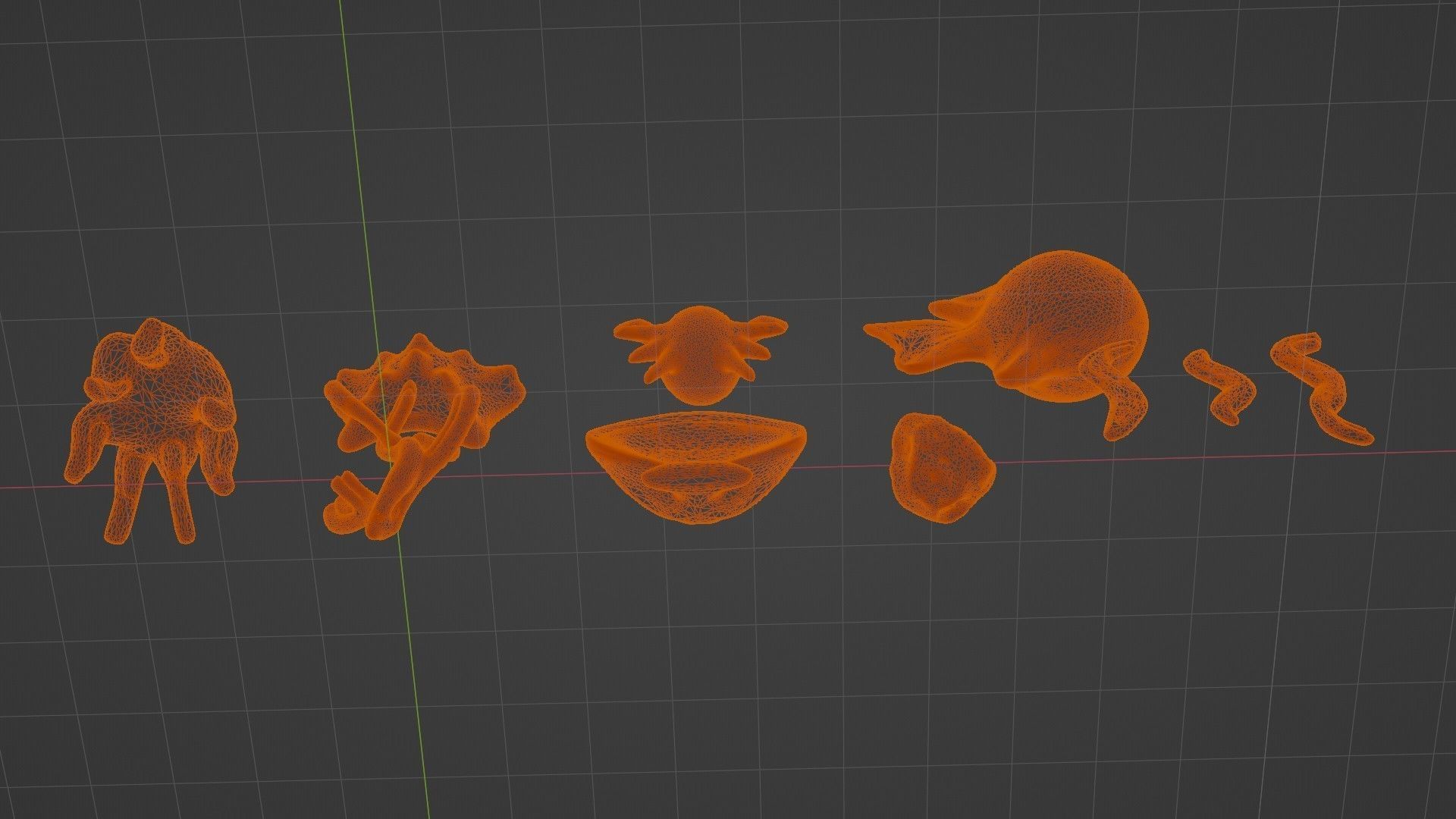 10 cartoon marine 3D icons with 3D Editable Lineart Low-poly 3D model_70