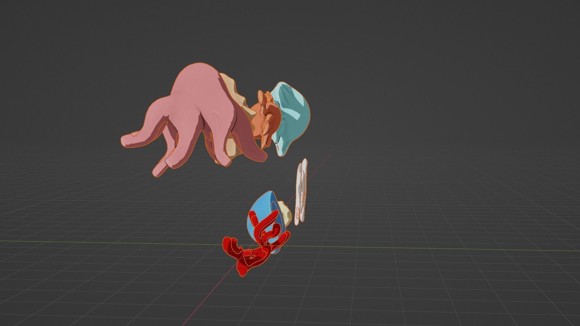 10 cartoon marine 3D icons with 3D Editable Lineart Low-poly 3D model_39