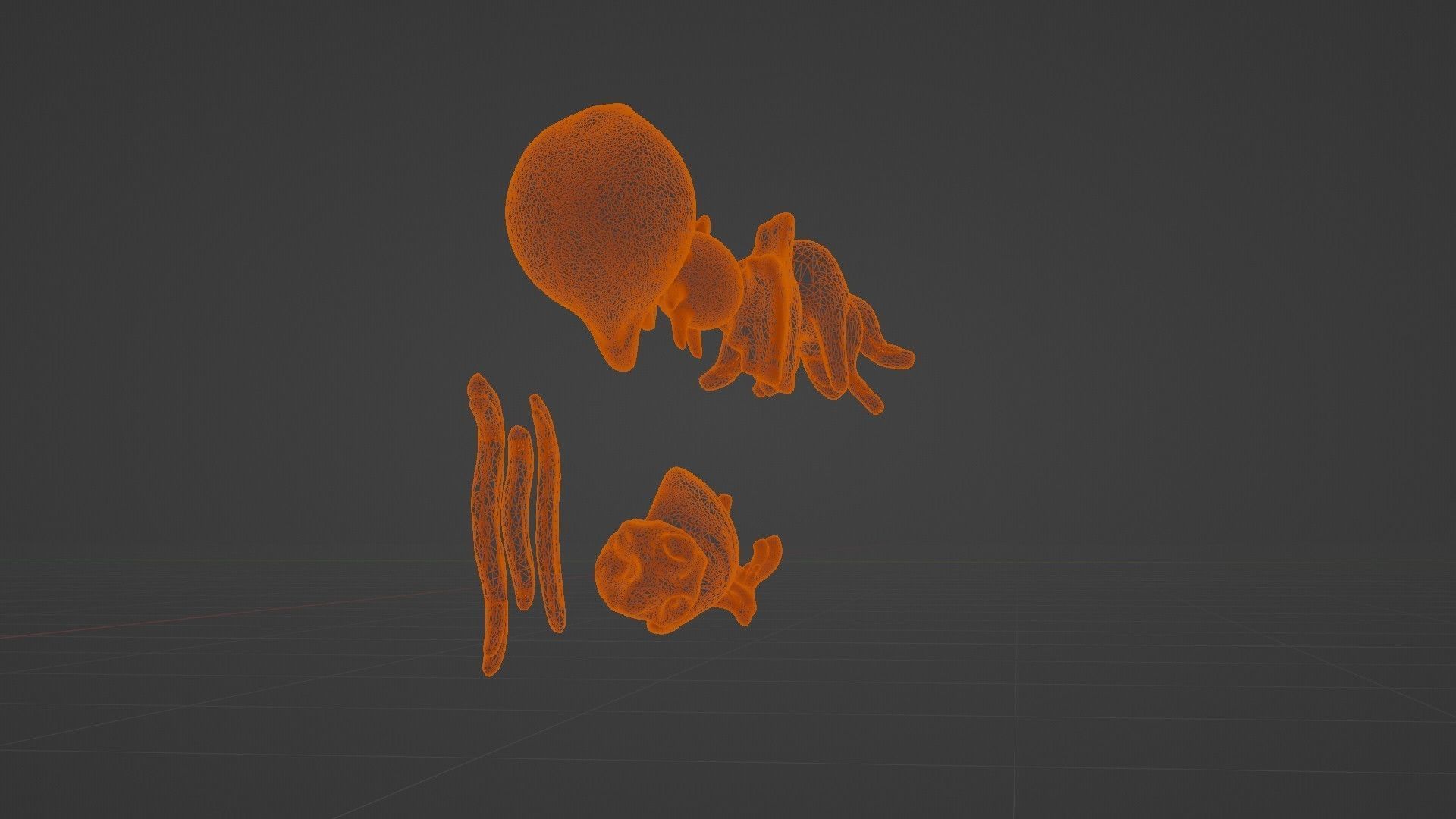 10 cartoon marine 3D icons with 3D Editable Lineart Low-poly 3D model_55