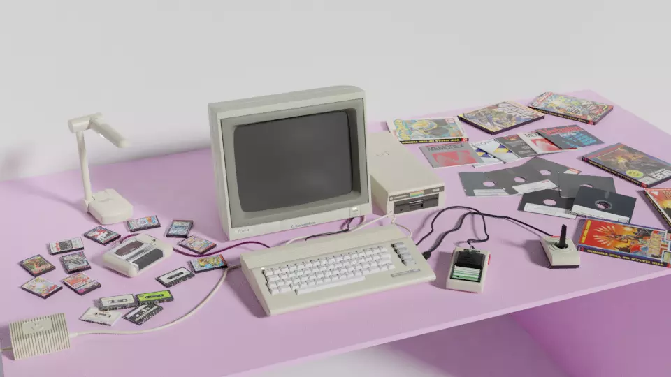 Commodore 64c all components scene 3D model