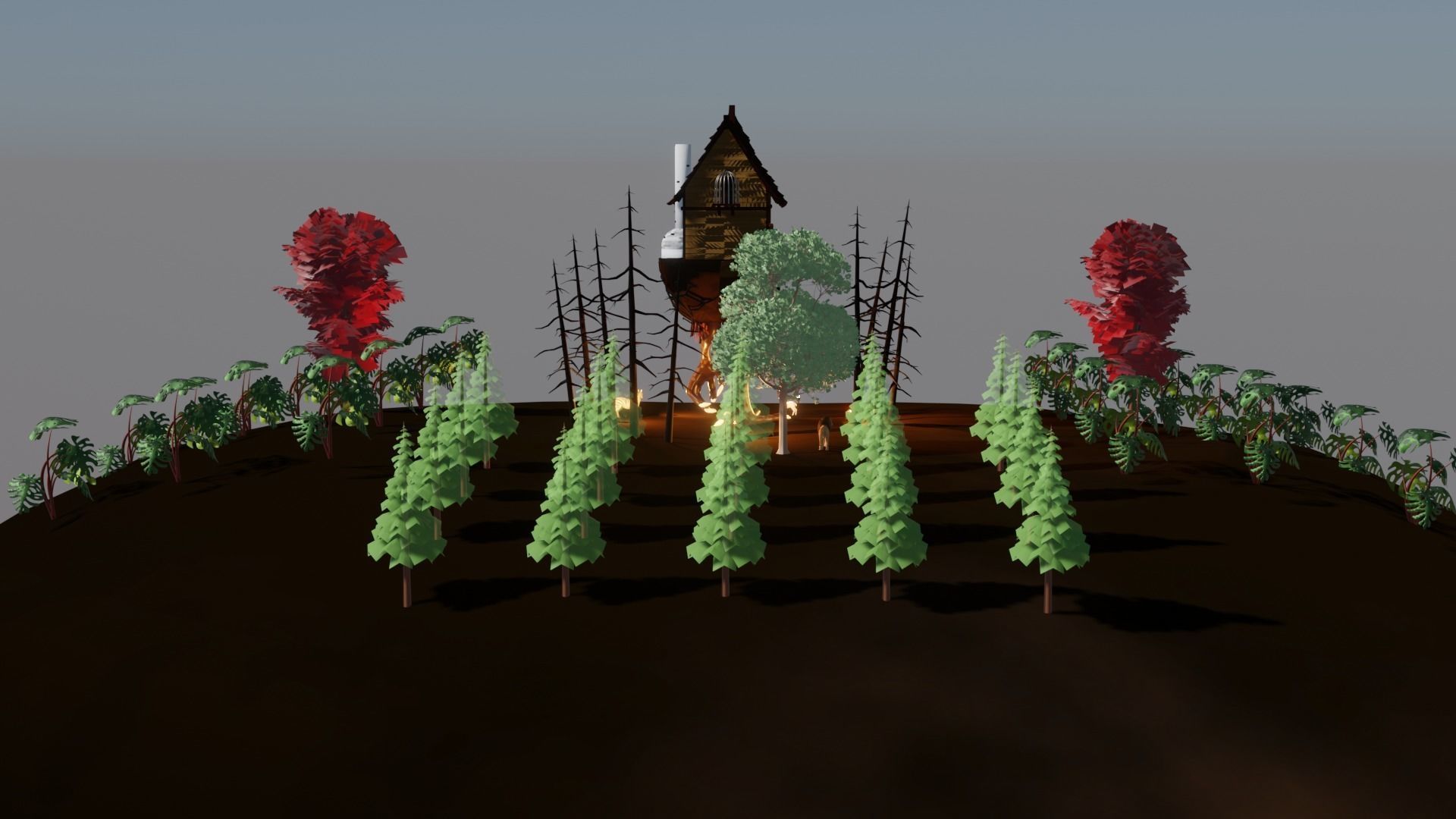 3D Rain Forest Scene Animated With Animals And Haunted Hut Low-poly 3D model_7