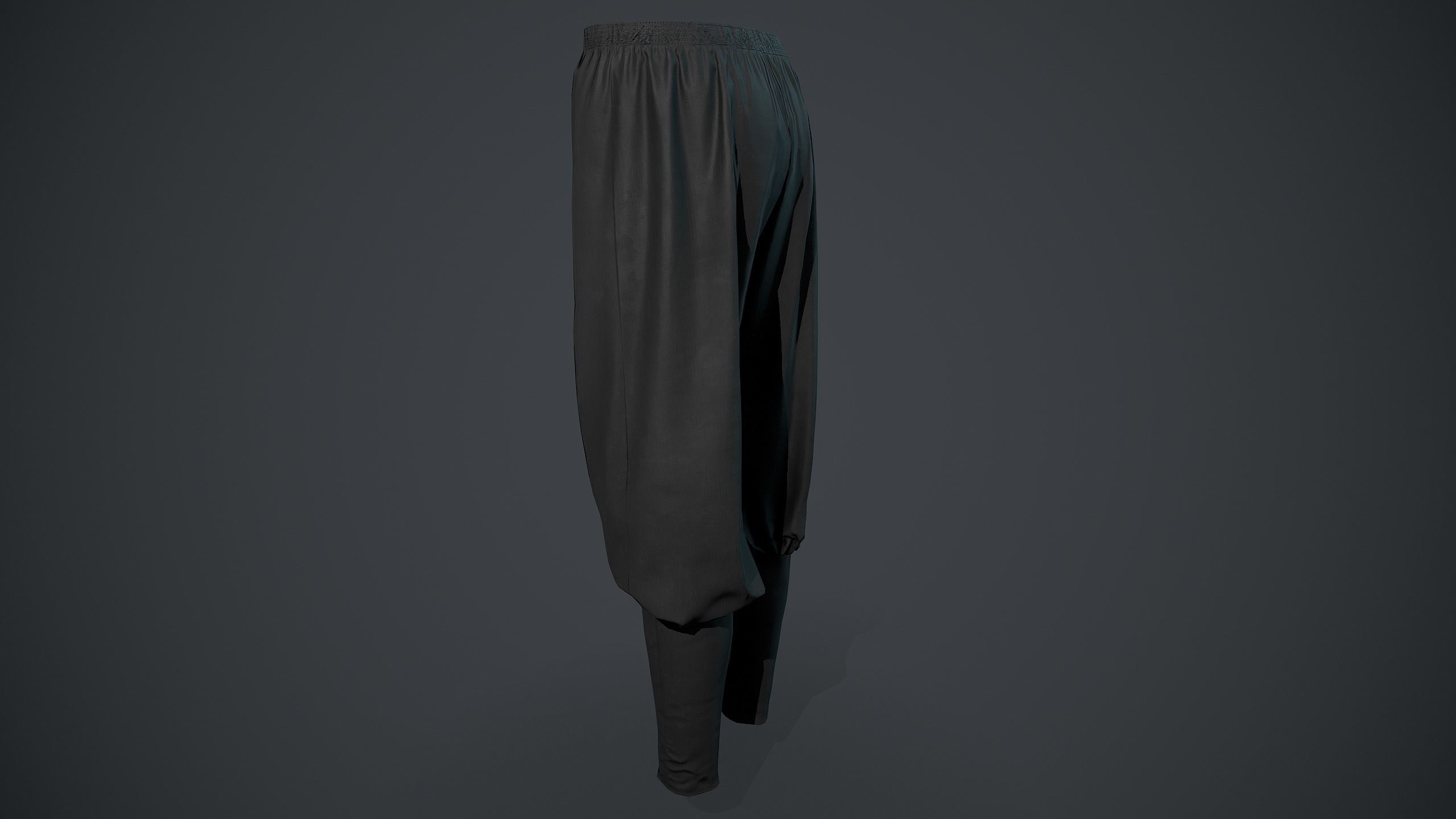 Black Medieval Pants Low-poly 3D model_3