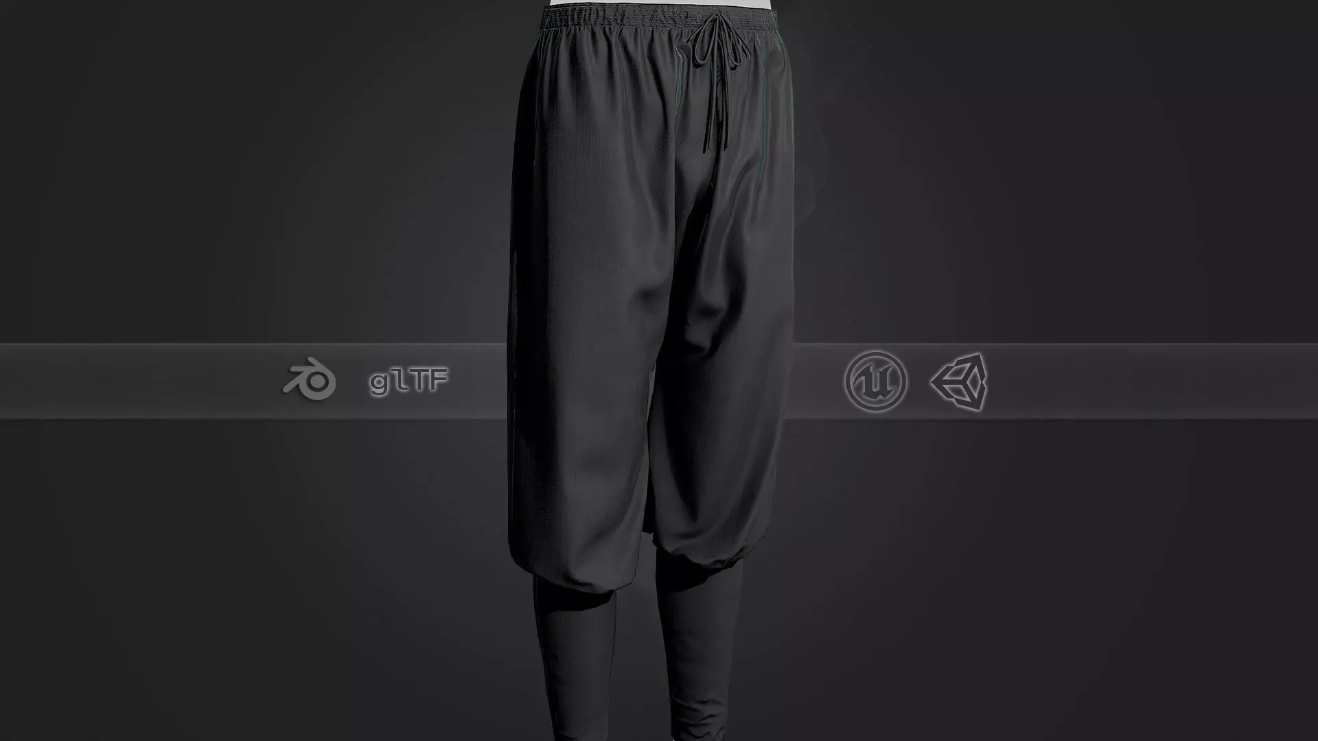 Black Medieval Pants Low-poly 3D model_0
