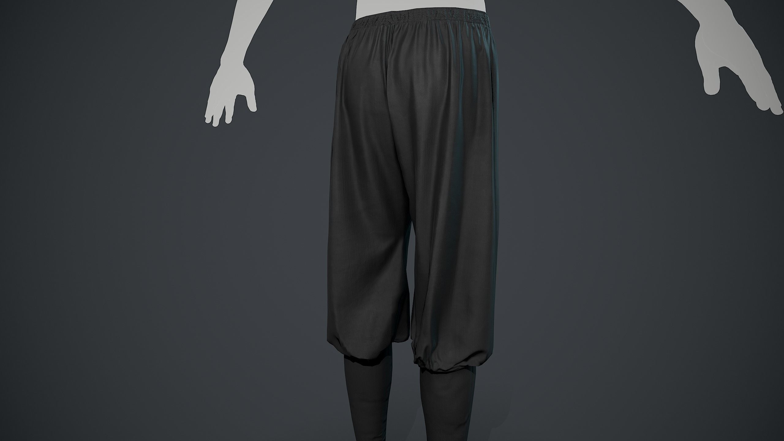 Black Medieval Pants Low-poly 3D model_11