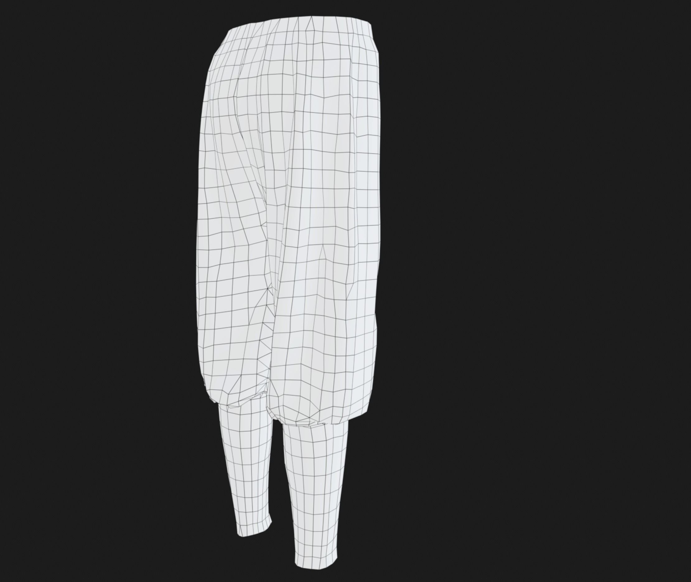 Black Medieval Pants Low-poly 3D model_17