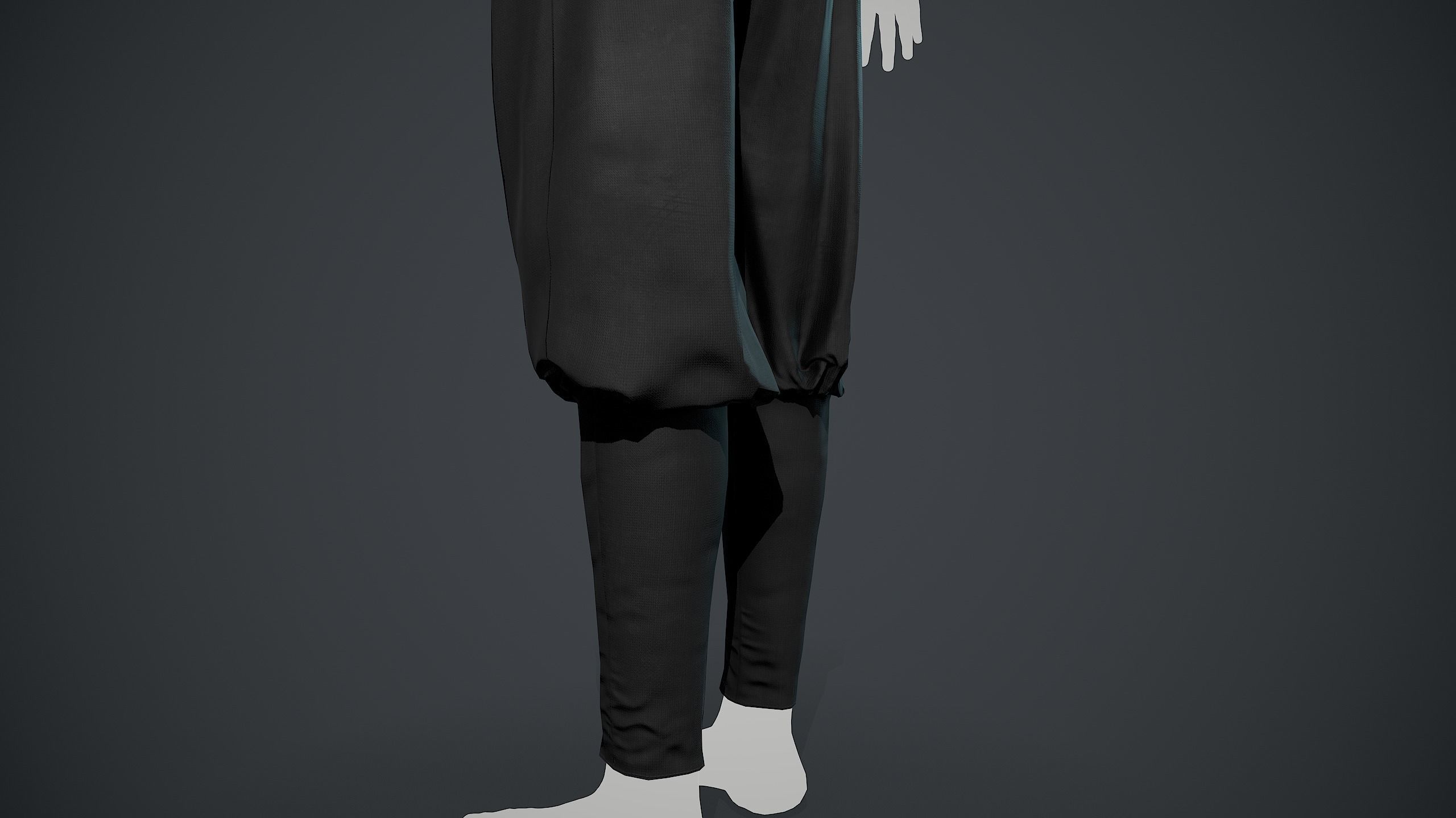 Black Medieval Pants Low-poly 3D model_13