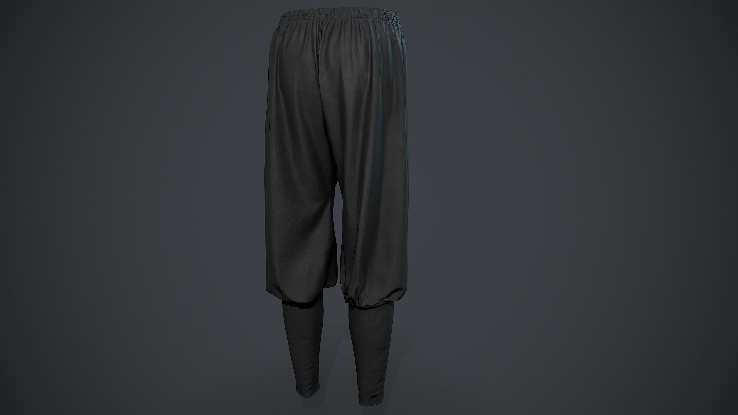Black Medieval Pants Low-poly 3D model_4