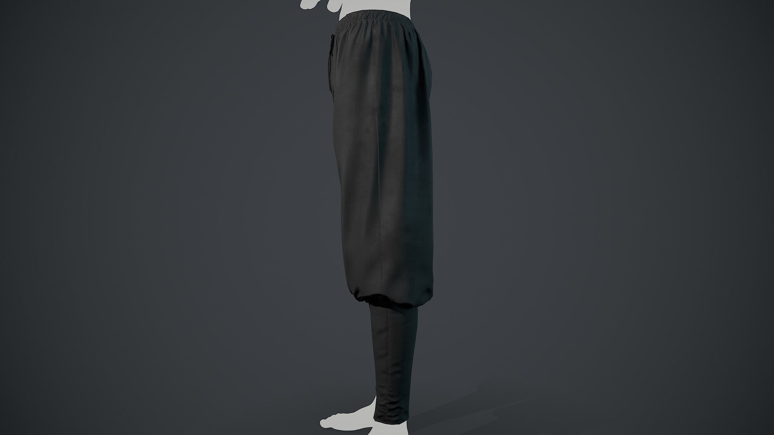 Black Medieval Pants Low-poly 3D model_7