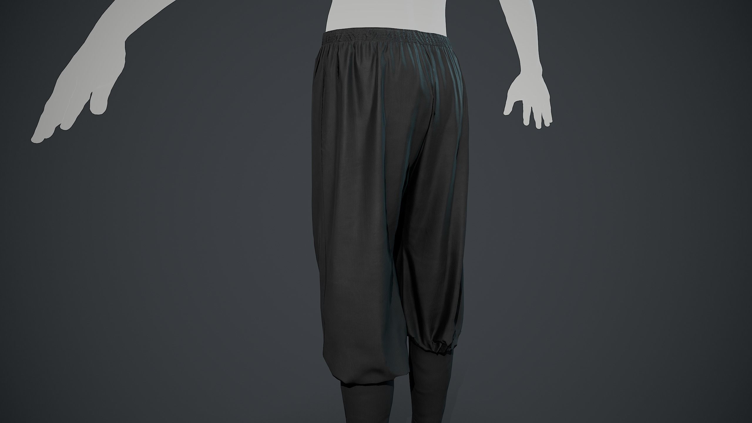 Black Medieval Pants Low-poly 3D model_12