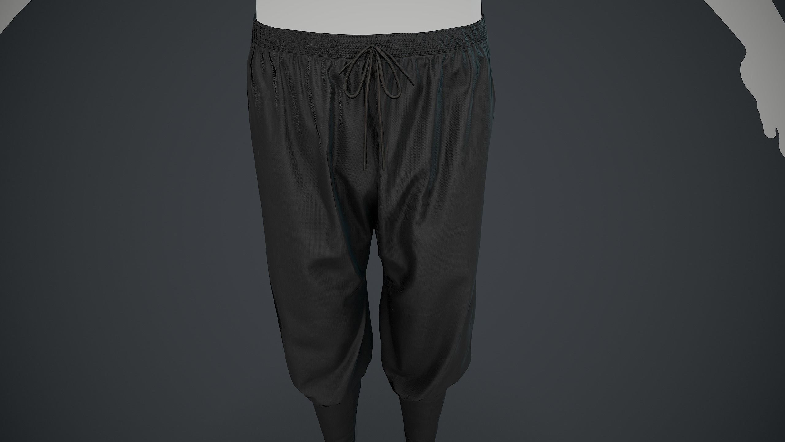 Black Medieval Pants Low-poly 3D model_16