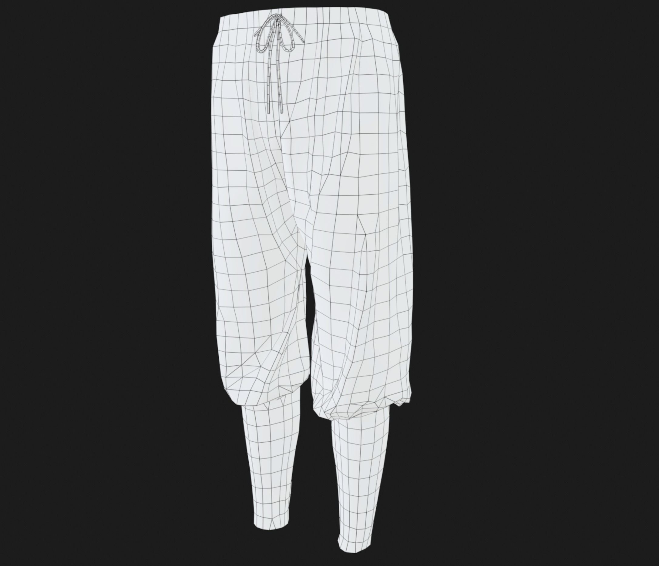 Black Medieval Pants Low-poly 3D model_19