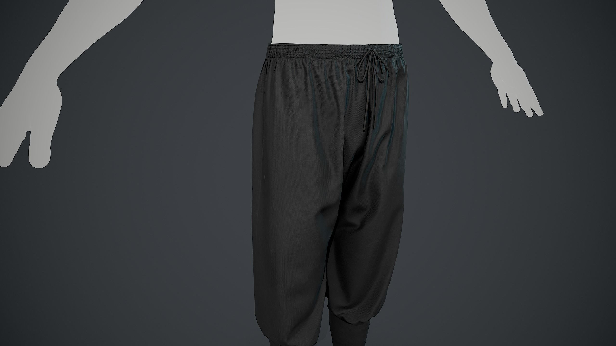 Black Medieval Pants Low-poly 3D model_9