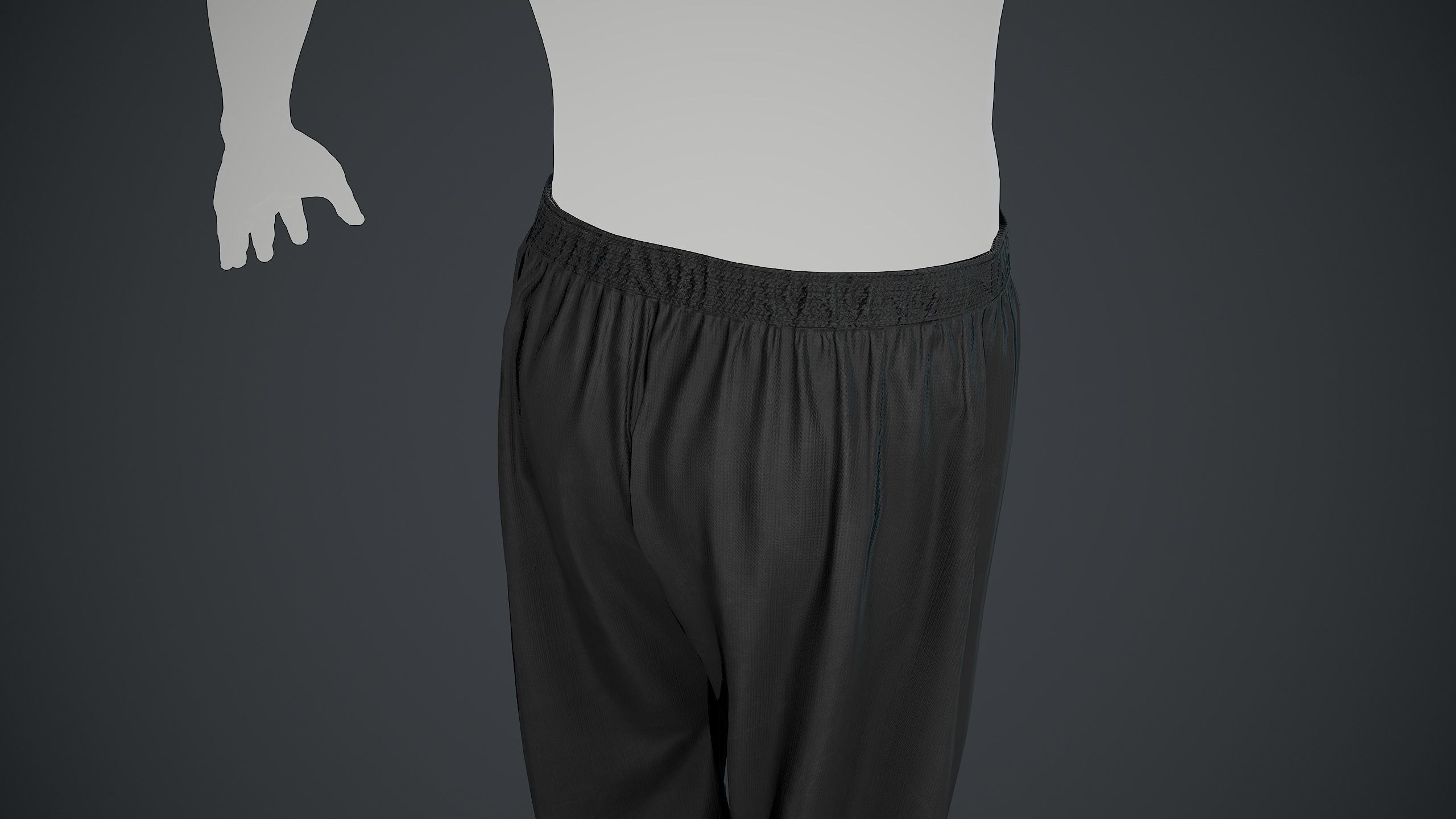 Black Medieval Pants Low-poly 3D model_10