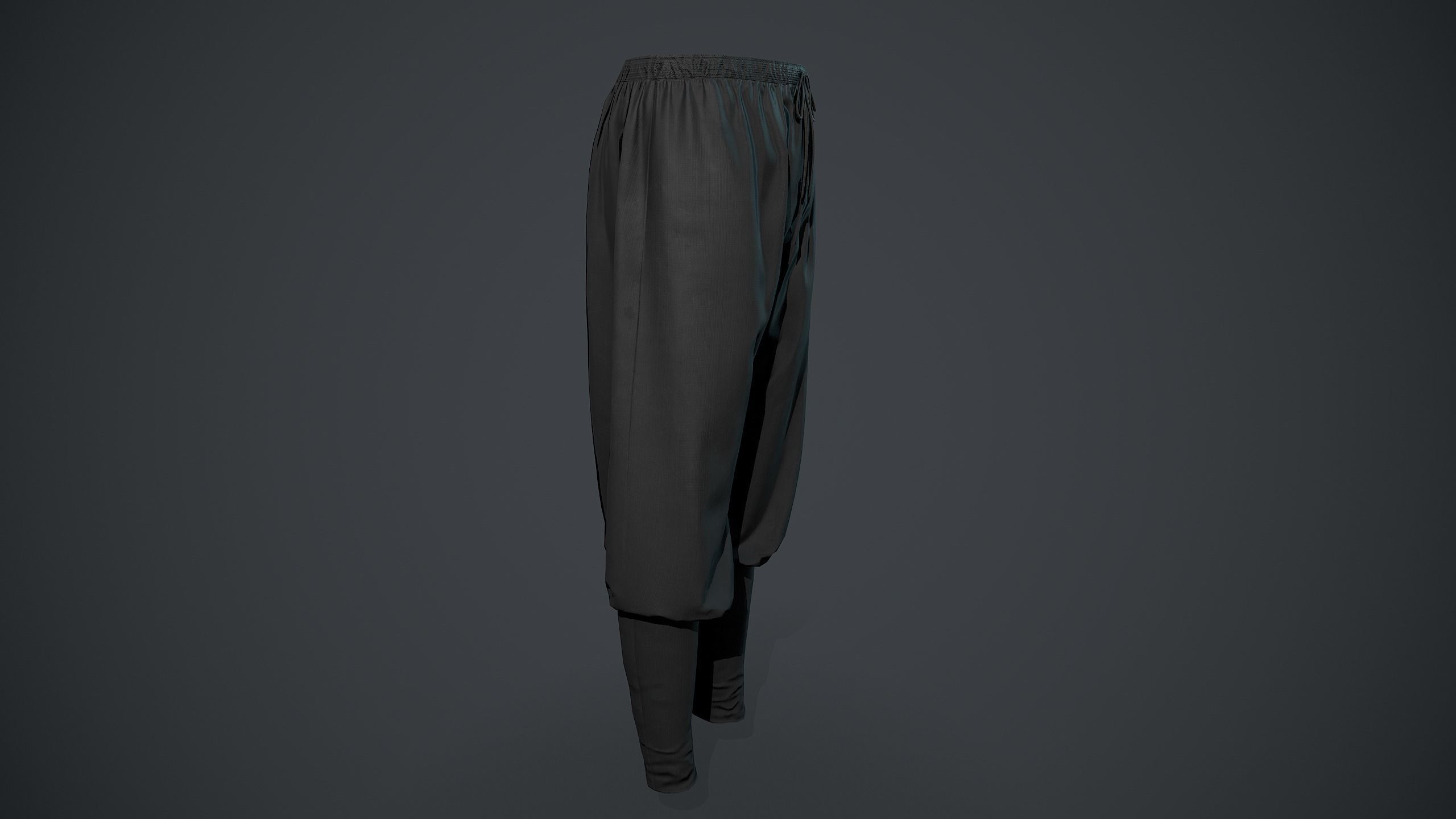 Black Medieval Pants Low-poly 3D model_2