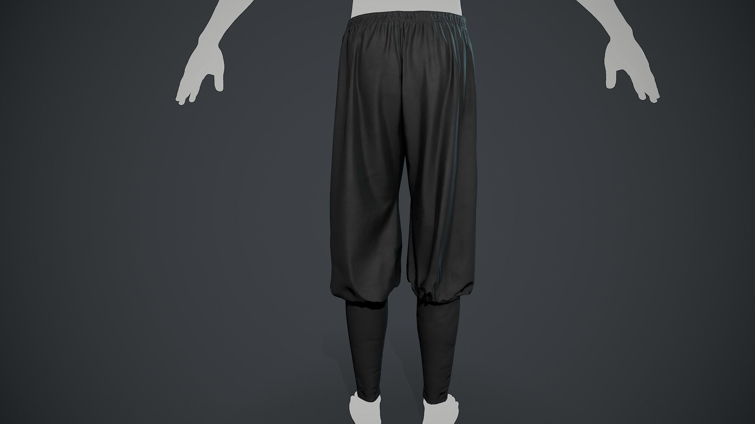 Black Medieval Pants Low-poly 3D model_14