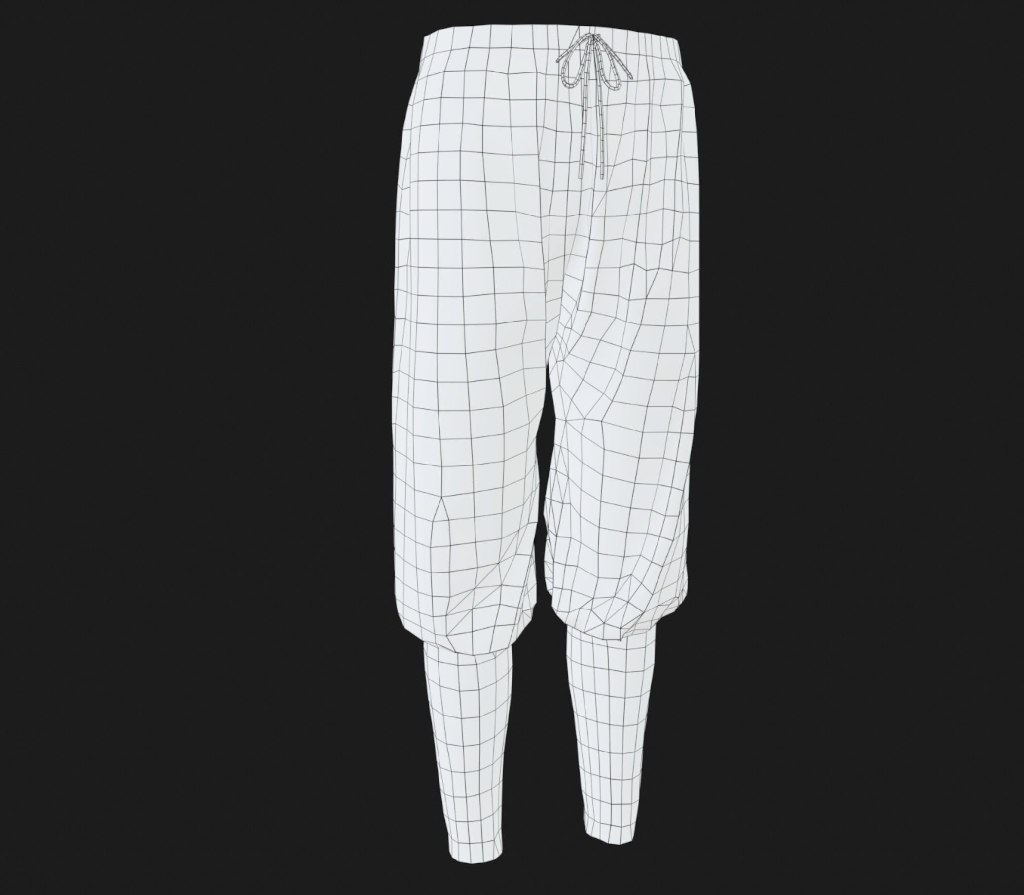 Black Medieval Pants Low-poly 3D model_20