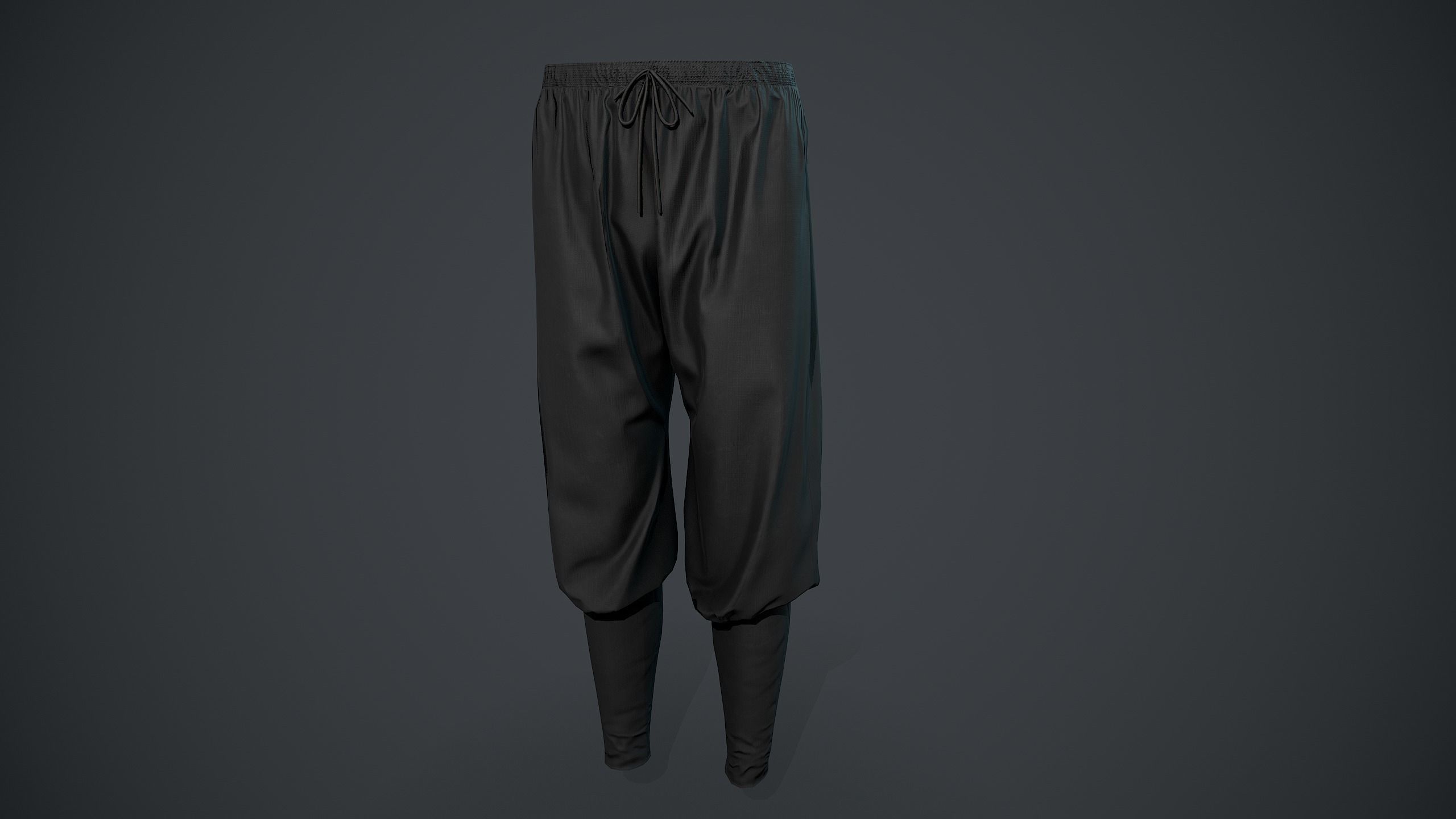 Black Medieval Pants Low-poly 3D model_1