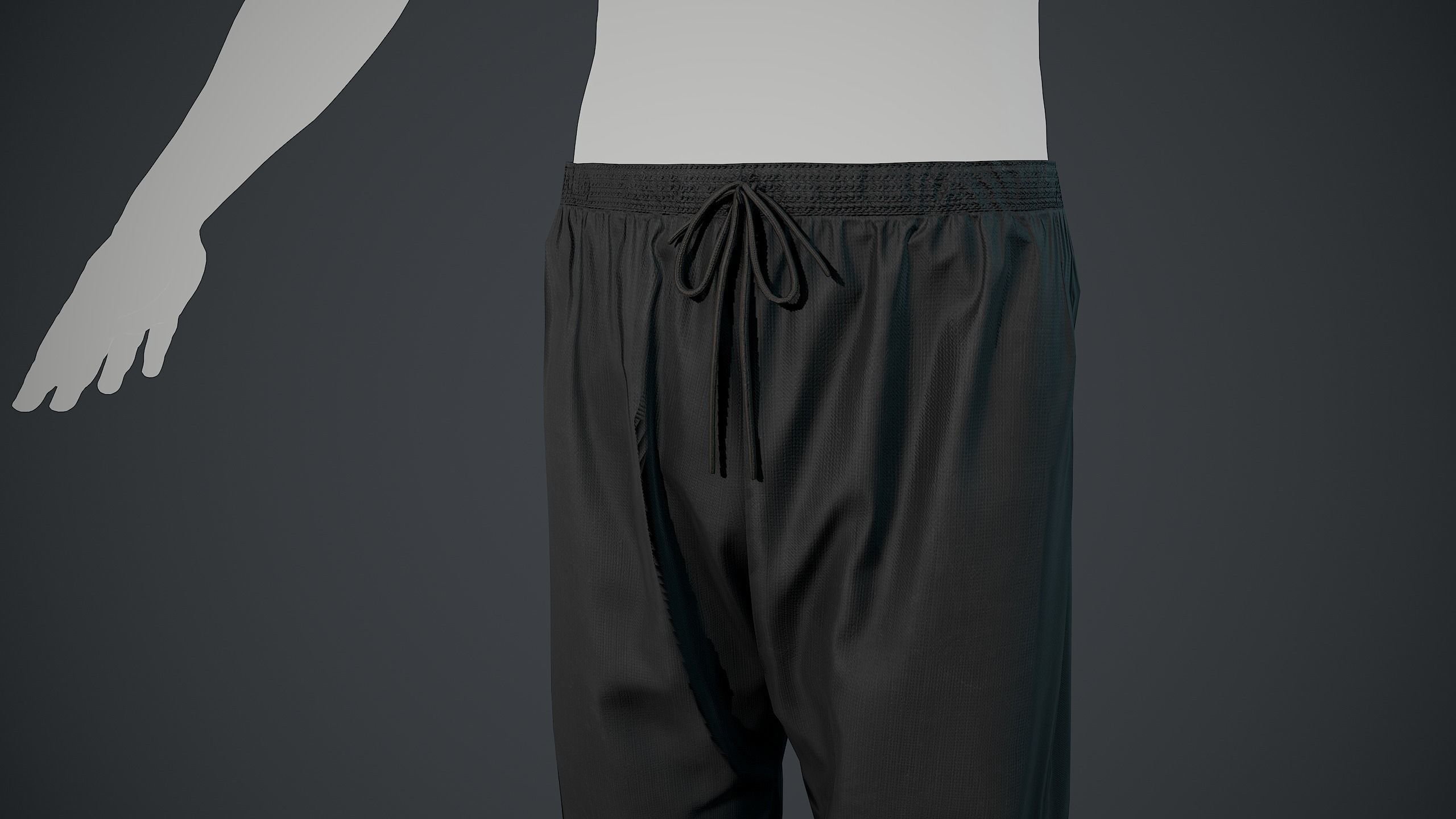 Black Medieval Pants Low-poly 3D model_8