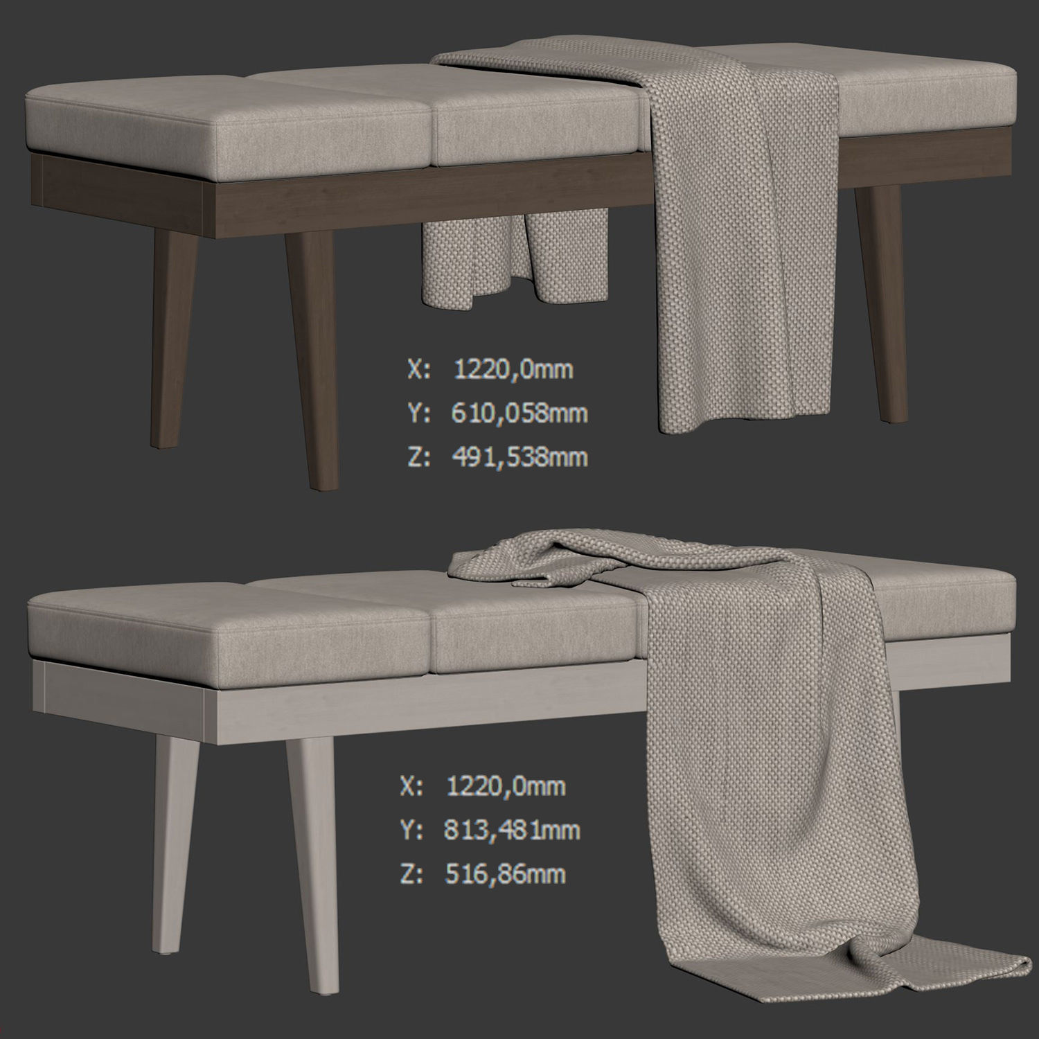 Larisa Bench by Baxton Studio 3D model_3