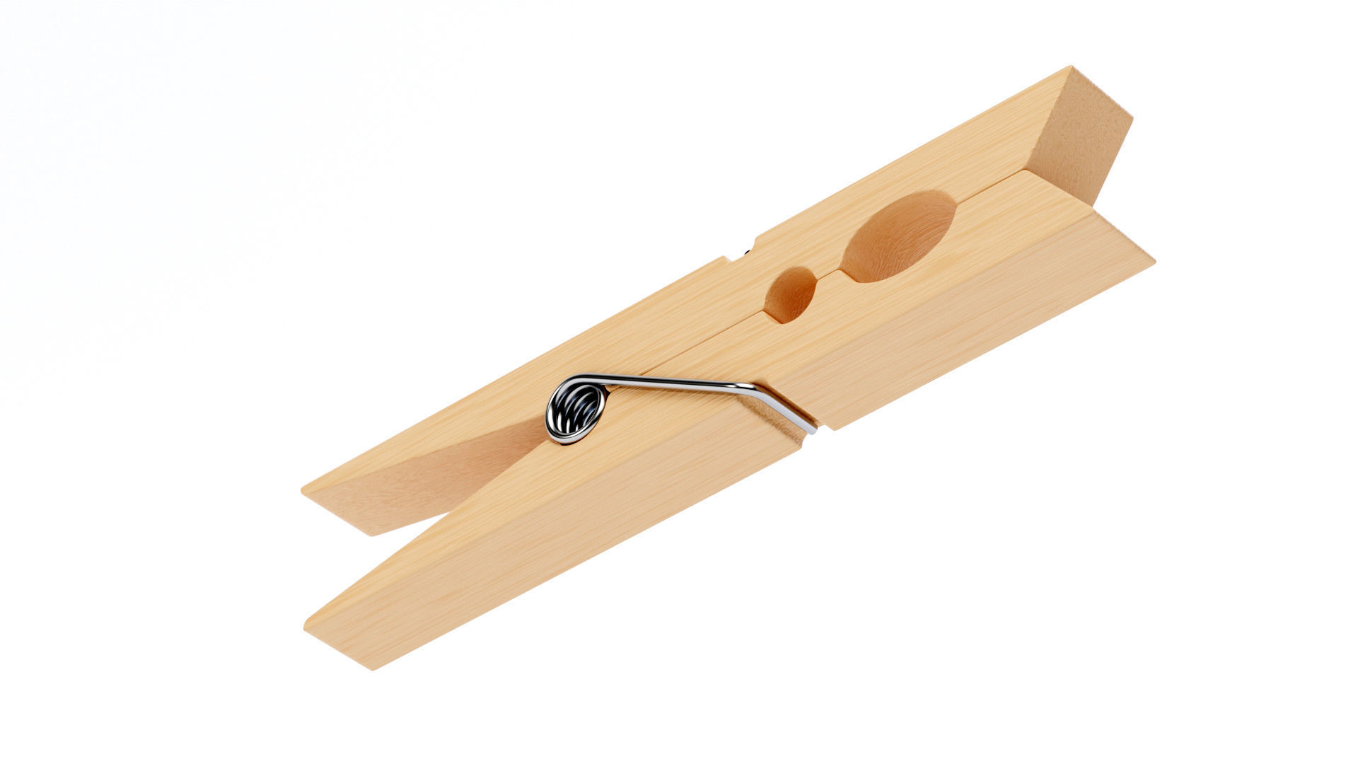 Wooden Clothespin 3D model_5