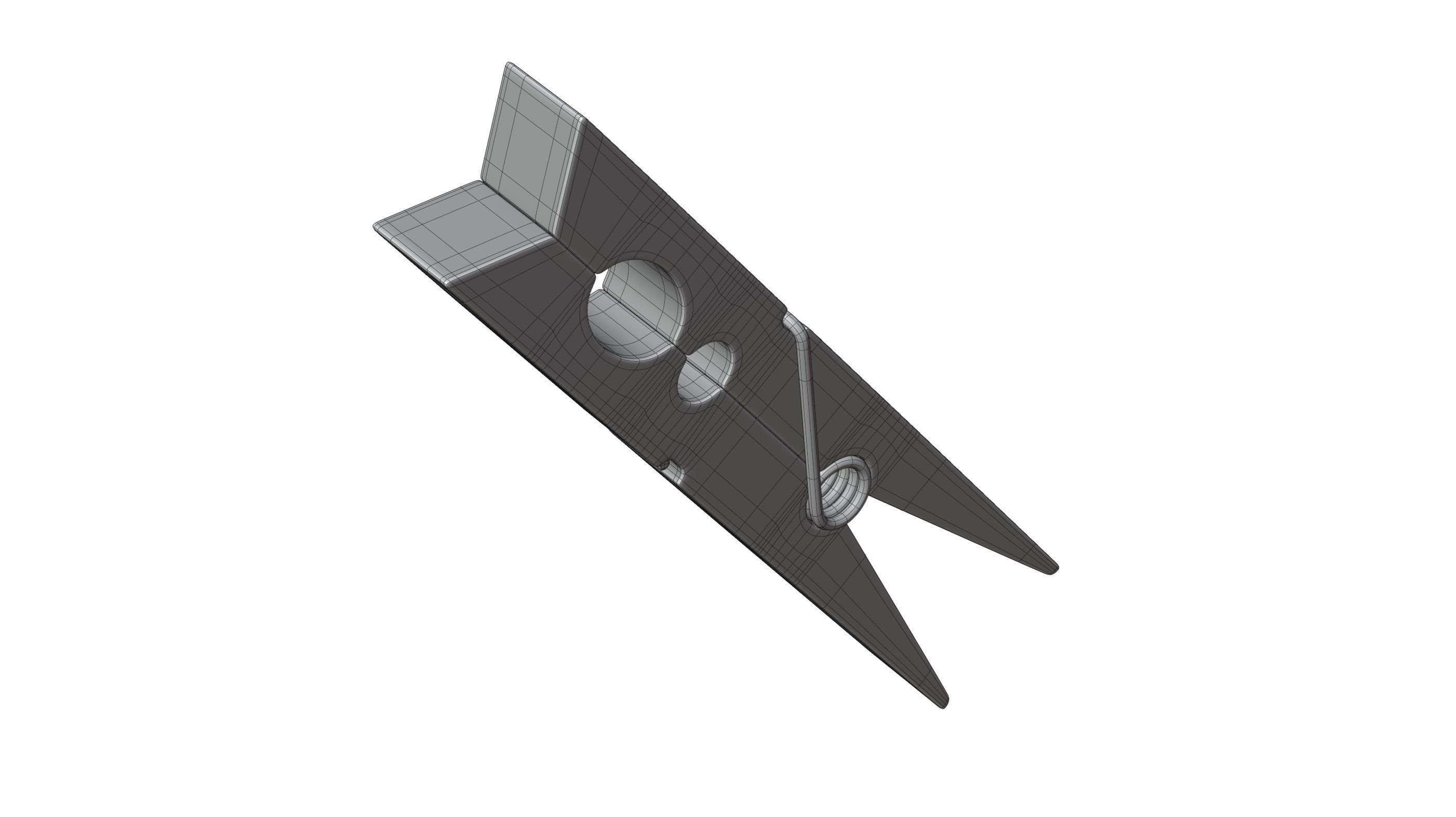 Wooden Clothespin 3D model_15