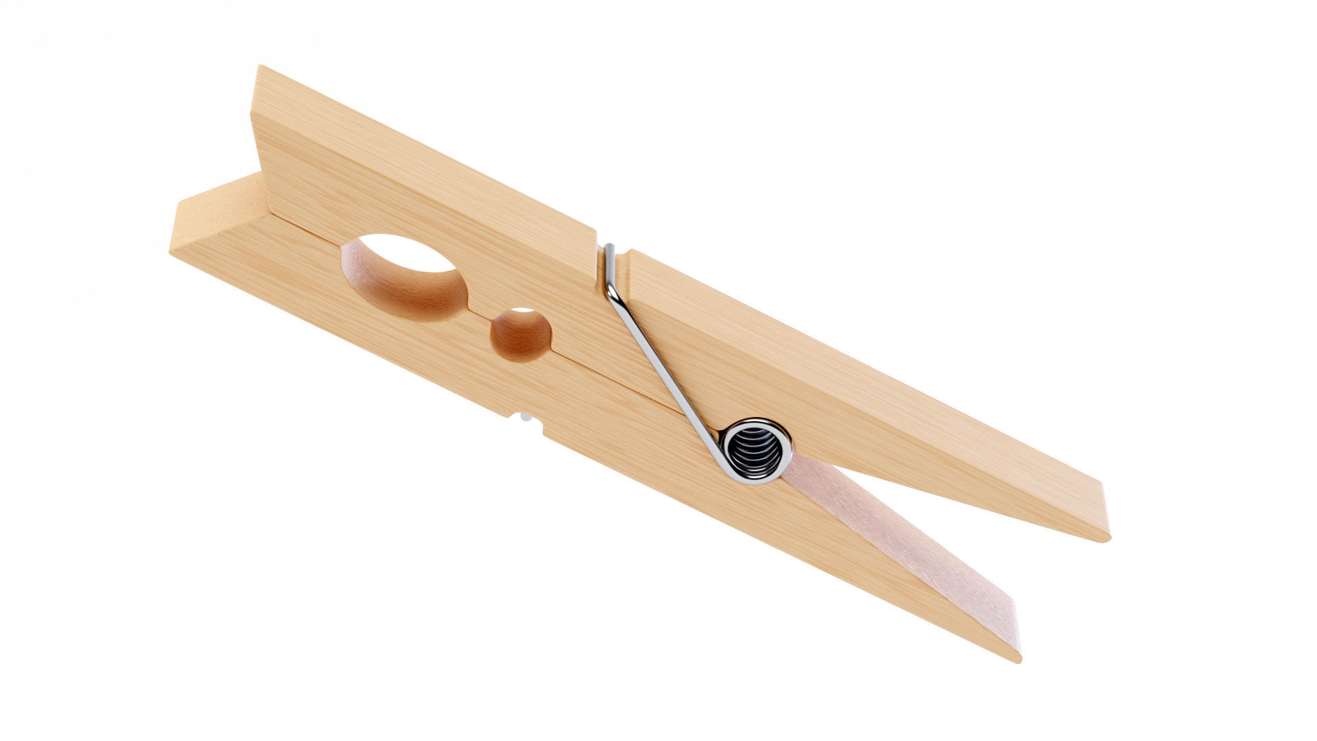 Wooden Clothespin 3D model_8