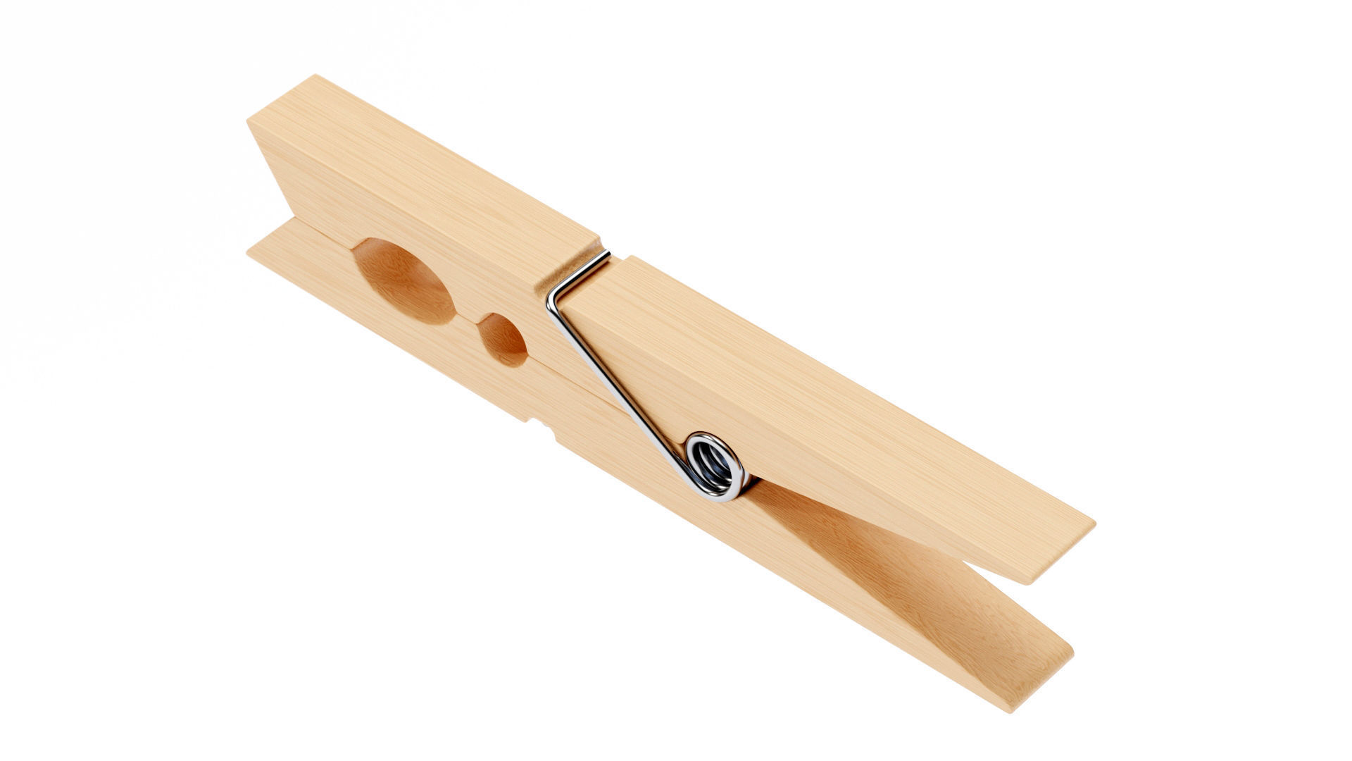 Wooden Clothespin 3D model_1