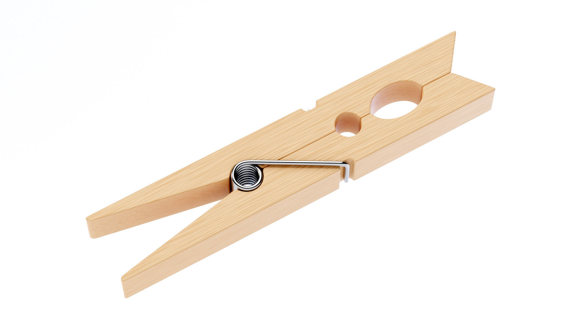 Wooden Clothespin 3D model_4